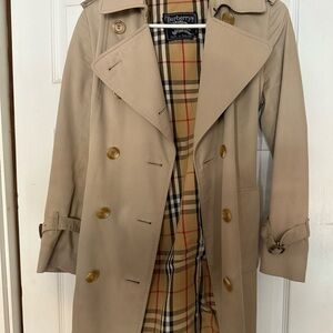 Burberry Beige Check Lined Trench Coat